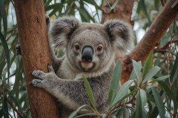 Fototapeta premium Koala resting on a tree branch.