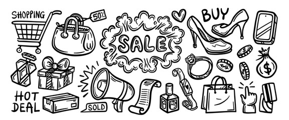 Hand drawn doodle vector set. Collection of cute hand drawn doodle.