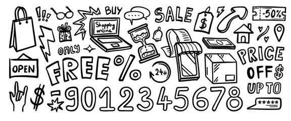 Hand drawn doodle vector set. Collection of cute hand drawn doodle.