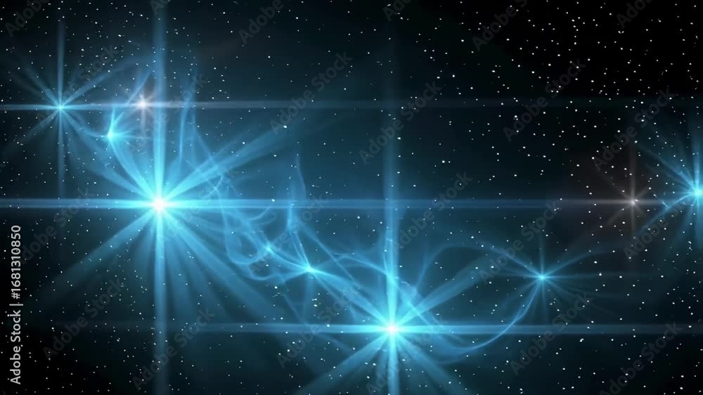 Poster space background animation with stars and light effect for science and astronomy visuals