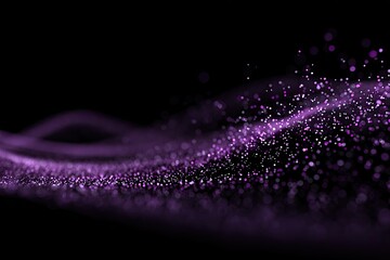 Abstract purple particle wave on black background