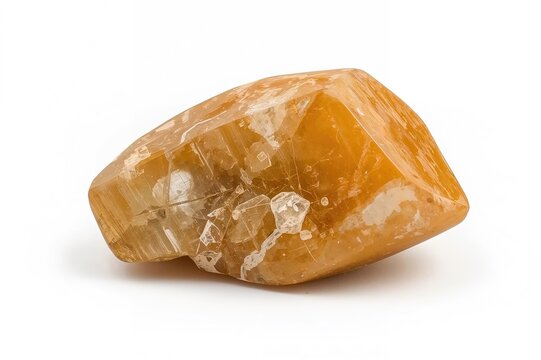 Bright Natural Heliolite Stone Against a White Backdrop
