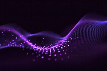 Abstract purple digital wave with glowing particles