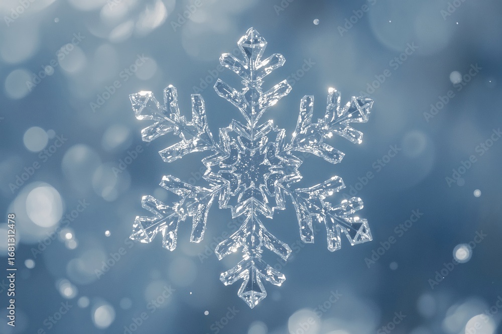 Aufkleber a close-up macro photograph capturing the complex crystal pattern of an individual snowflake. the fr