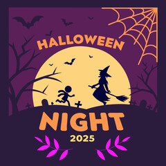 halloween background with pumpkin and bats