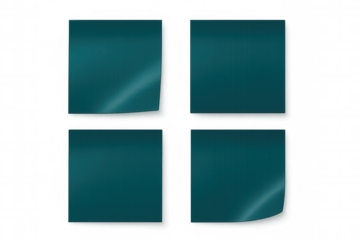 Teal sticky notes arranged transparently, offering clean workspace for writing personal notes and organizational details