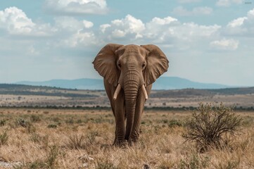 Obraz premium Solitary elephant roaming barren terrain