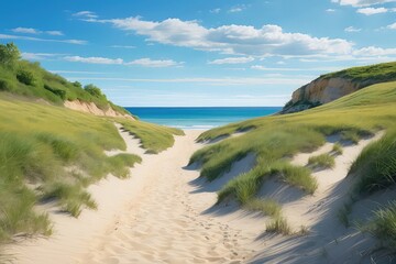 view of the beach on transparent background