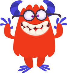Cartoon funny monster character design with funny face expression. Halloween vector illustration 
