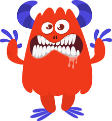 Cartoon funny monster character design with funny face expression. Halloween vector illustration 