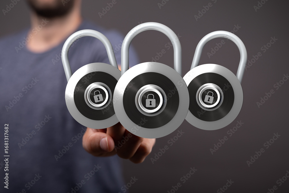 Aufkleber image of three padlocks symbolizing secure data protection and online security.