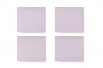 Minimalist sticky notes lined up against transparent surface, offering pristine workspace for creative writing, brainstorming, and organizing personal notes