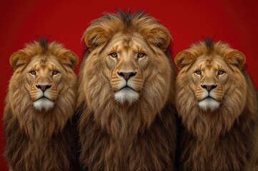 Male lion accompanied by three lionesses