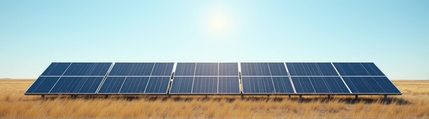 A close up of a solar panel in a field with the sun shining