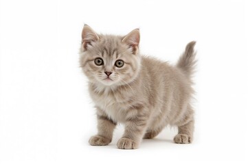 Obraz premium Adorable feline on a plain white backdrop