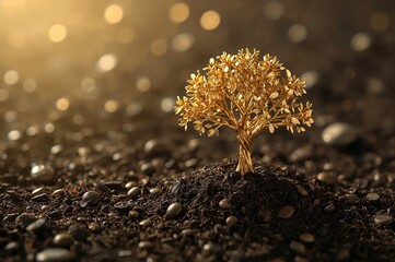 The concept of commerce and finance centers on sowing the investment seed to foster the expansion of riches and earnings, similar to a golden tree representing success