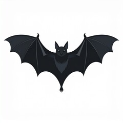 Black bat illustration on an isolated background. Bold and striking design, perfect for Halloween, spooky themes, or nature-inspired concepts with a mysterious and edgy vibe