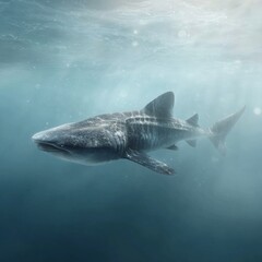 Fototapeta premium Basking Shark Filter-Feeding Underwater