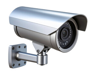 Angled Wall-Mounted 3D Security Camera with Shadow, Transparent Background PNG