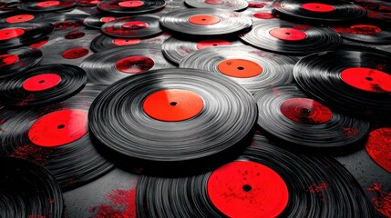 Stacked vintage vinyl records