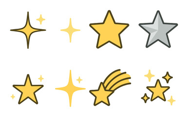 Obraz premium Golden and silver star icons on black gradient background