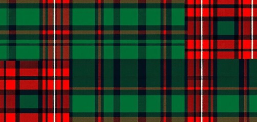 Red, dark navy, and green tartan plaid seamless vector pattern  Classic check design ideal for fabric, clothing, and home textiles, blanket, geometric