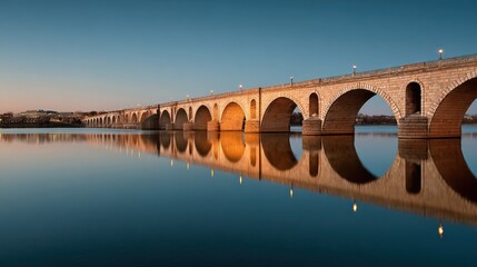 Stone bridge reflection dawn