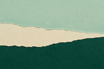 Abstract torn paper layers background in green tones