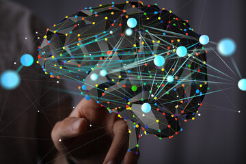 Abstract brain model.  Concepts: AI, neural network, data science, technology, innovation.