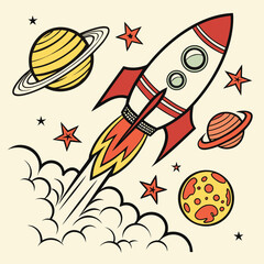 Obraz premium rocket in space