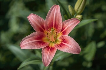 Fototapeta premium Pink Wild Lilly Blossom Close-Up in Garden Setting