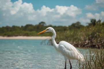 Obraz premium Untamed pale heron in its natural habitat