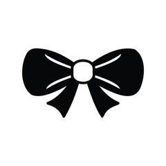 Black silhouette of simple decorative bow - Minimal black silhouette of a decorative ribbon bow with short tails, symbolizing gift wrapping, celebration, fashion accessory, and festive ornament.
