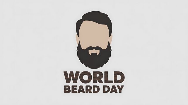 A graphic for world beard day featuring a faceless man with a dark beard and hair on a light background