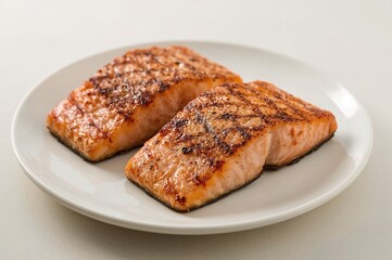 Picture showing two portions of salmon fish
