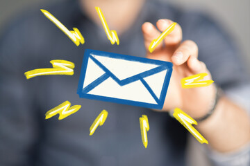 Quick email marketing, instant messaging, communication concept. Stock photo.