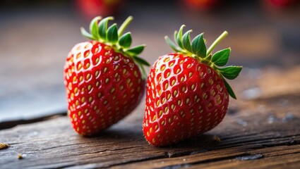 Pair of individual strawberries shown distinctly