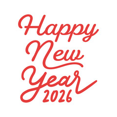 Happy New Year 2026の赤い文字 - 2026年の英語の賀詞 - お正月や年賀状のデザイン素材