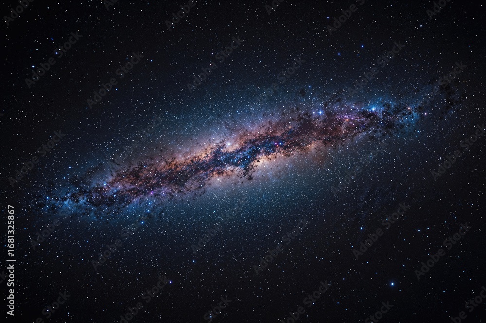 Poster extremely detailed celestial photo of multiple galaxies aligned in a star pattern using long exposur