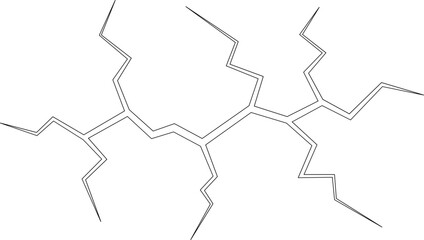 "Broken crack floor icon representing structural damage, symbol of destruction and fracture, minimal black vector design showing cracked surface, abstract shattered ground effect for industry themes,