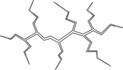 "Broken crack floor icon representing structural damage, symbol of destruction and fracture, minimal black vector design showing cracked surface, abstract shattered ground effect for industry themes,
