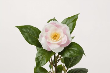 Fototapeta premium Camellia bloom in shades of pink and white