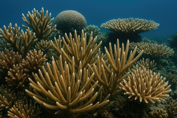 Categories of hard corals such as branching, stony, and acropora species