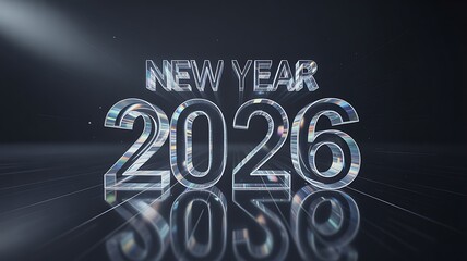 Ring in the future with a stunning, modern 3D rendering of the New Year 2026 bold text graphic, perfect for celebratory promotions and forward-thinking designs.