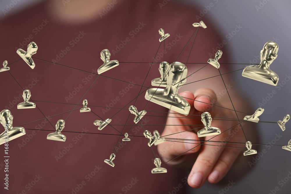 Poster visual representation of global networking, collaboration, and interconnectedness.