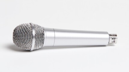 Sleek and modern microphone on a white background, highlighting professional audio technology.