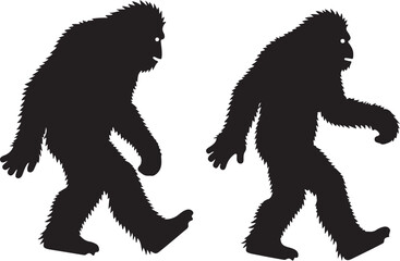 Obraz premium Bigfoot Sasquatch Yeti Walking Silhouette Bundle