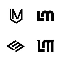 Set of Four Modern LM Monogram Logo Designs for Branding and Corporate Identity
