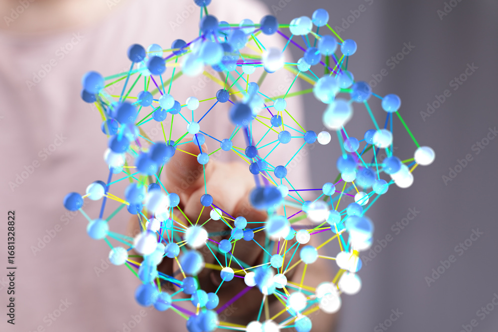 Poster abstract image of a network connection, representing digital technology, communication, and global i