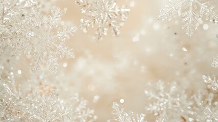 Winter scene with close-up snowflakes and space for text